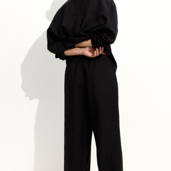 H&M Linen Blend Drawstring Trouser Pants- - Picture 3 of 5